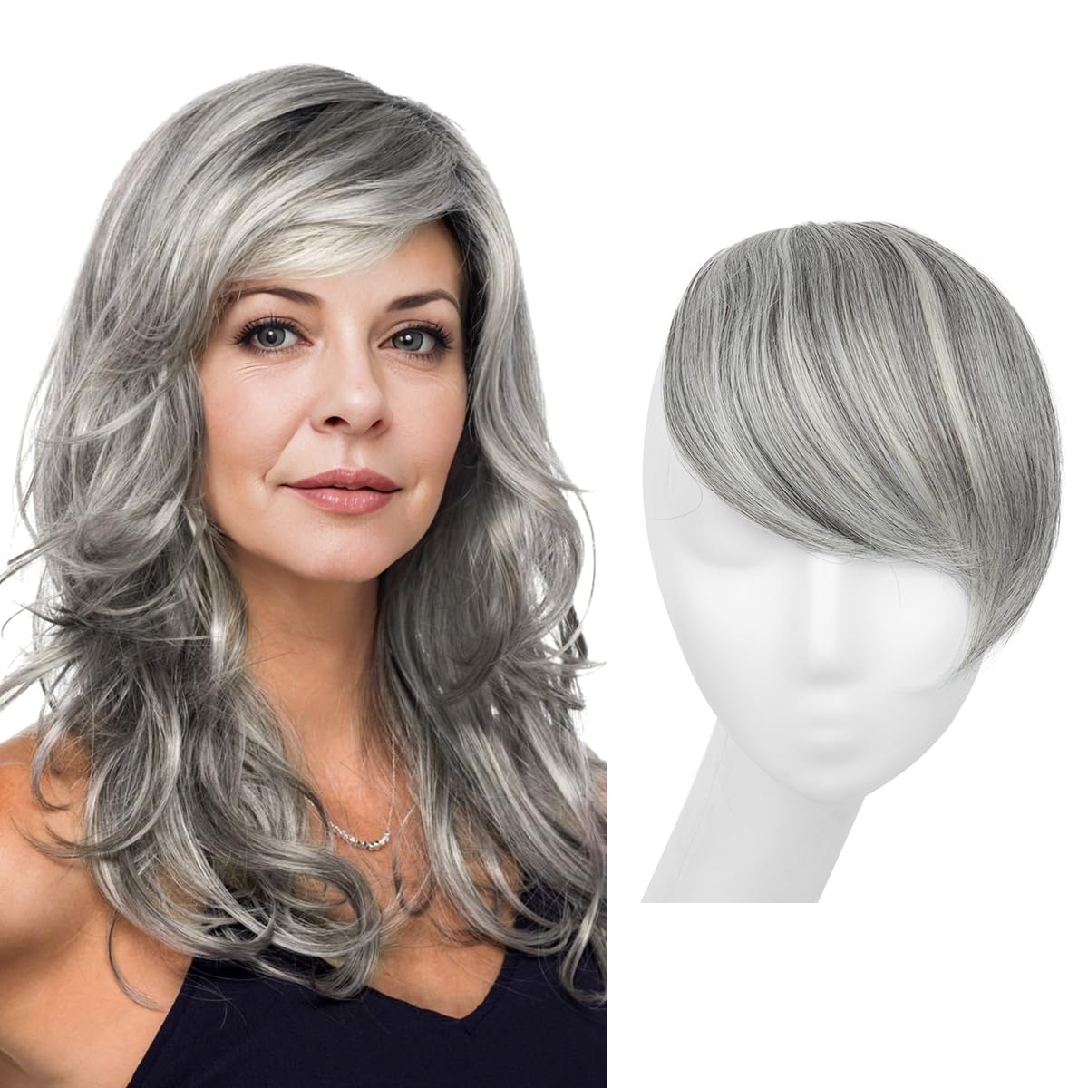 Grey Clip-in Bangs