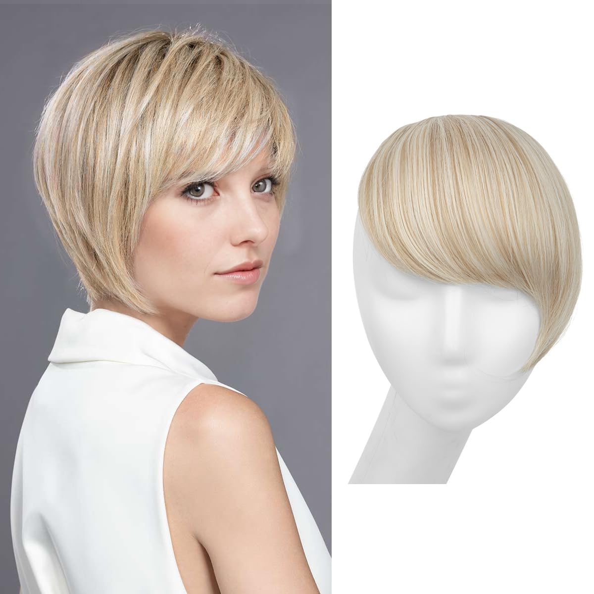 Cream Blonde Clip-in Bangs