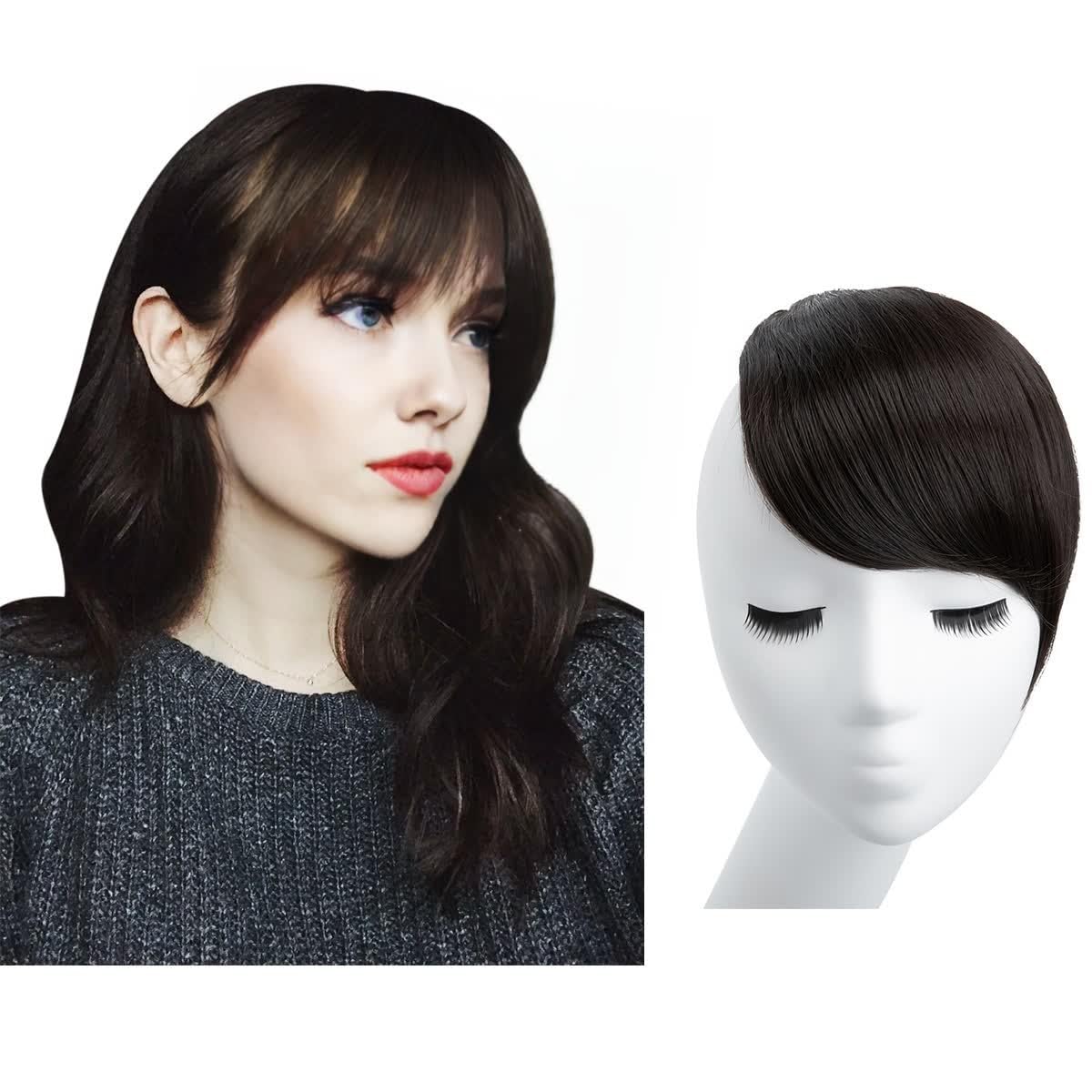 Black Brown Clip-in Bangs
