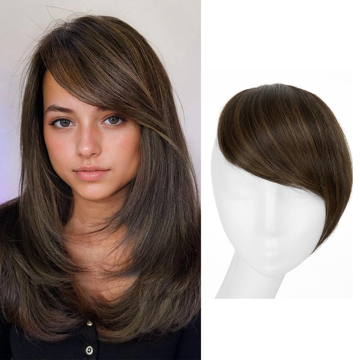 Coffee Brown Clip-in Bangs