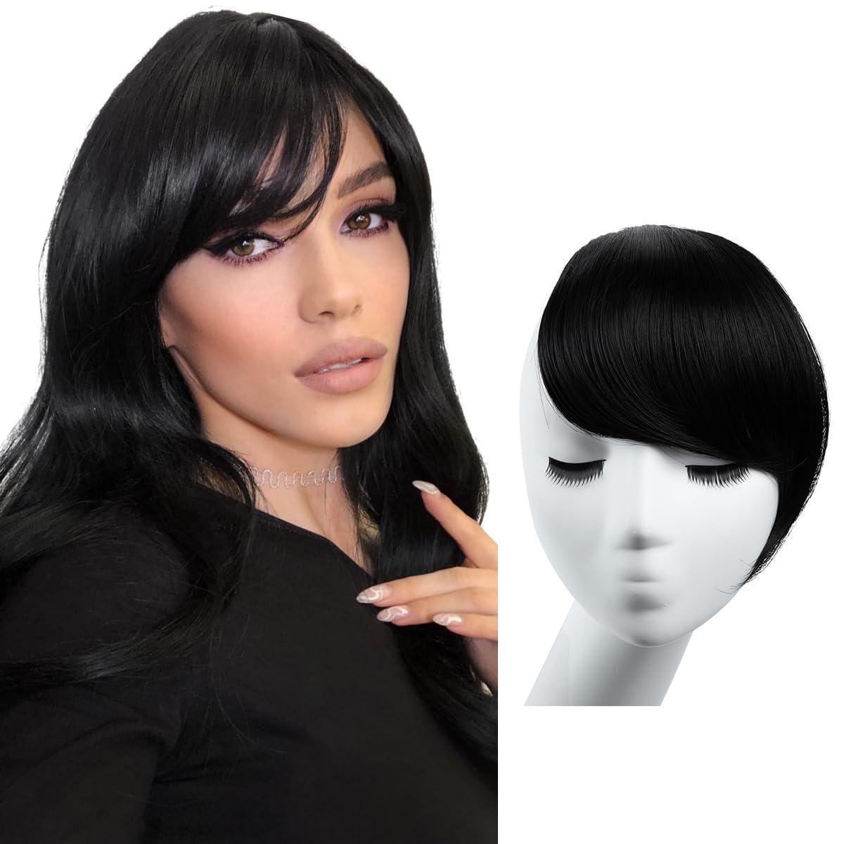 Jet Black Clip-in Bangs