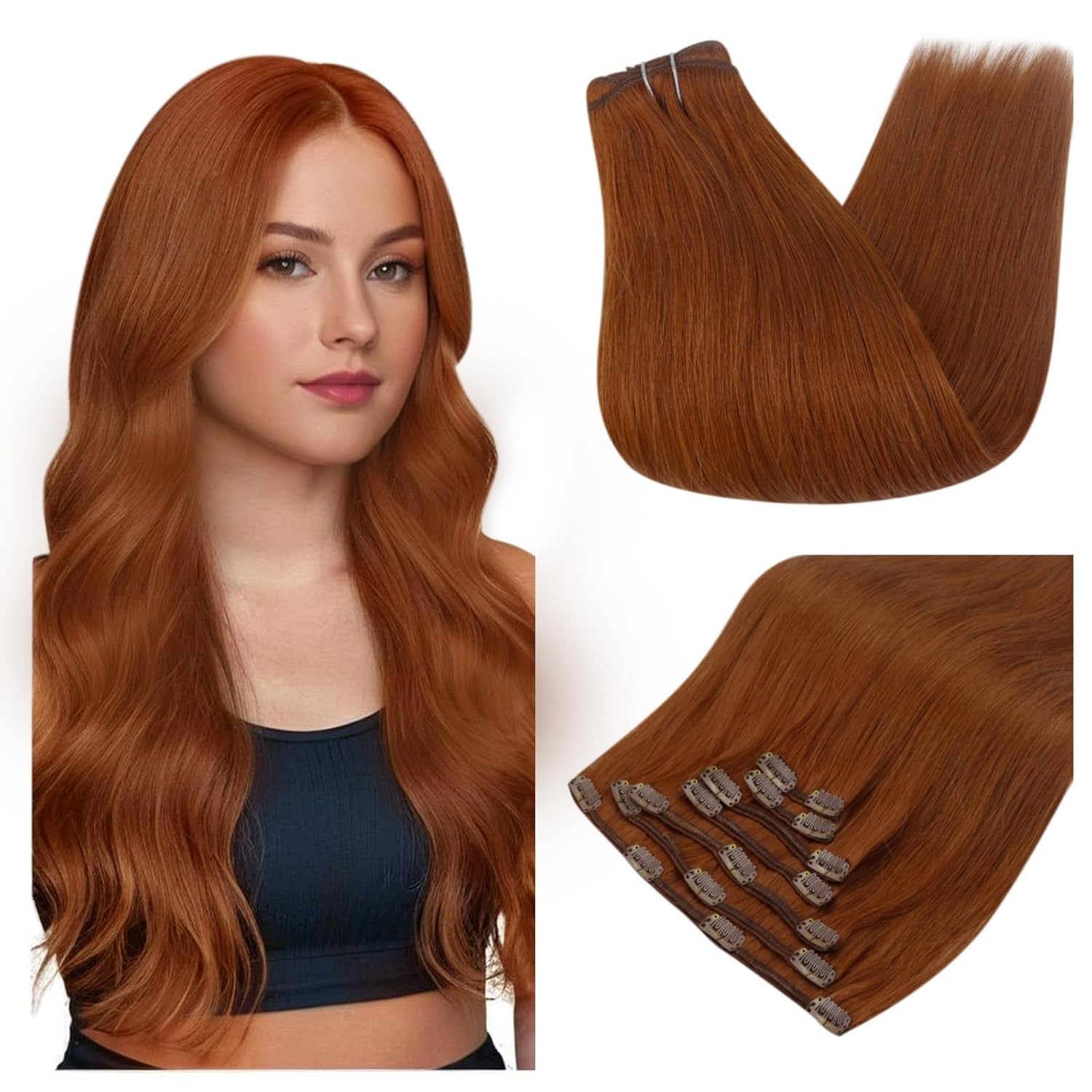 Light Auburn Clip-In Hair Extensions