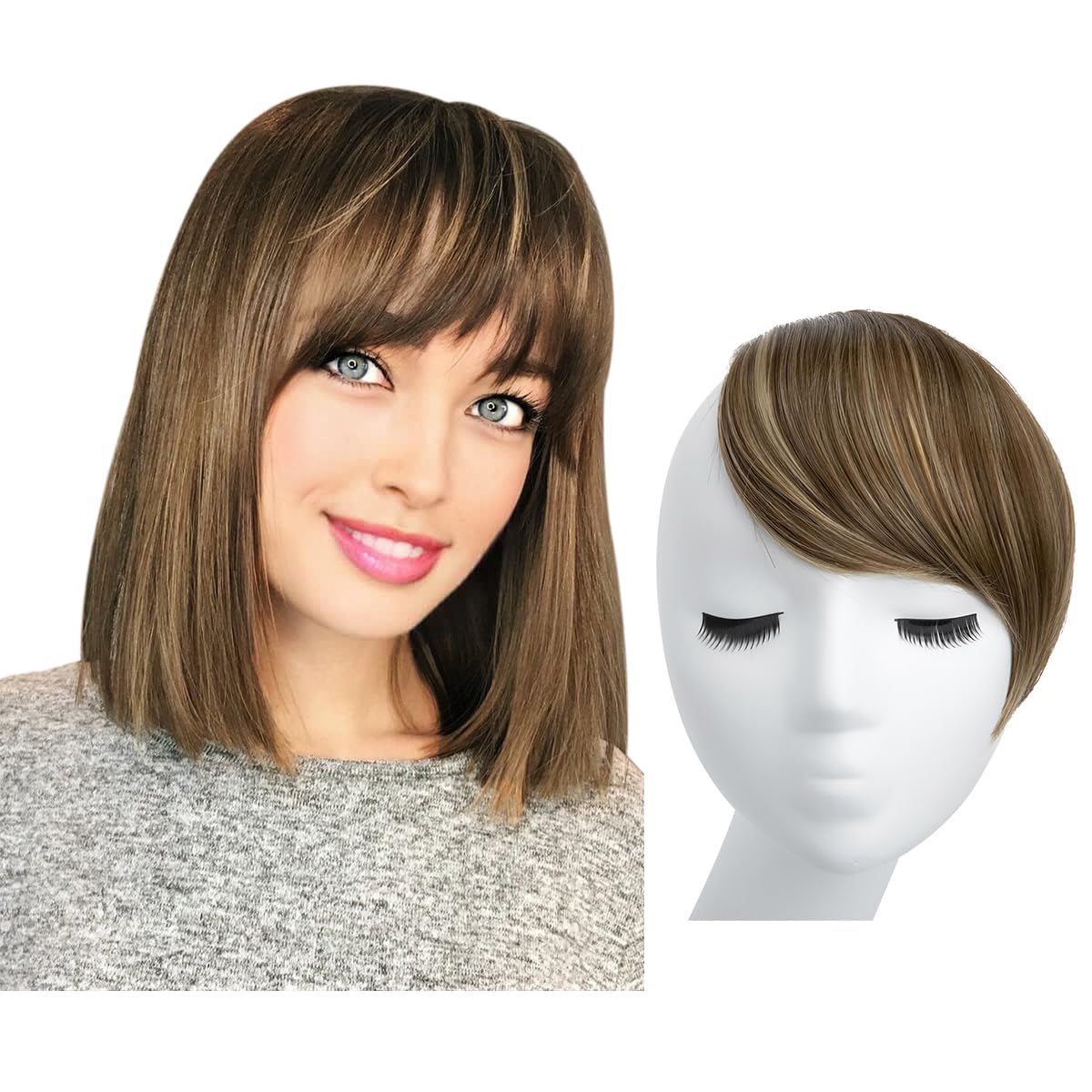 Brunette/Ash Blonde Clip-in Bangs