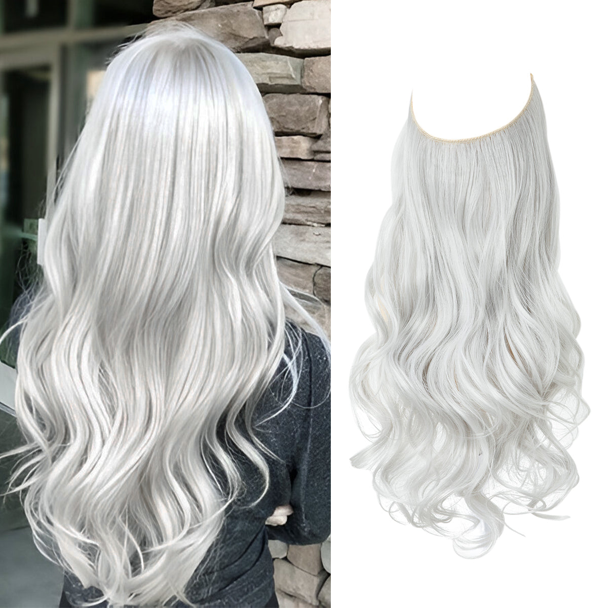 Light Grey Halo Hair Extensions