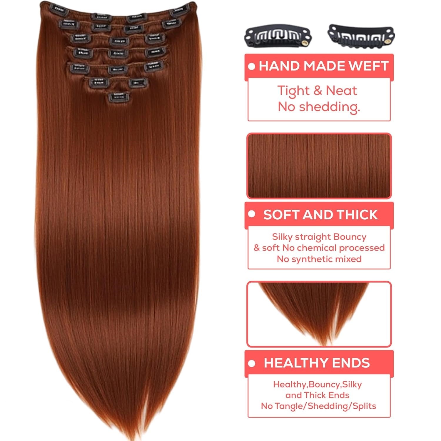 Copper Clip-In Hair Extensions