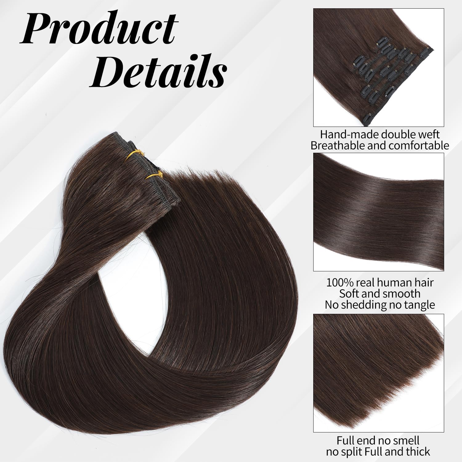Dark Brown Clip-In Hair Extensions