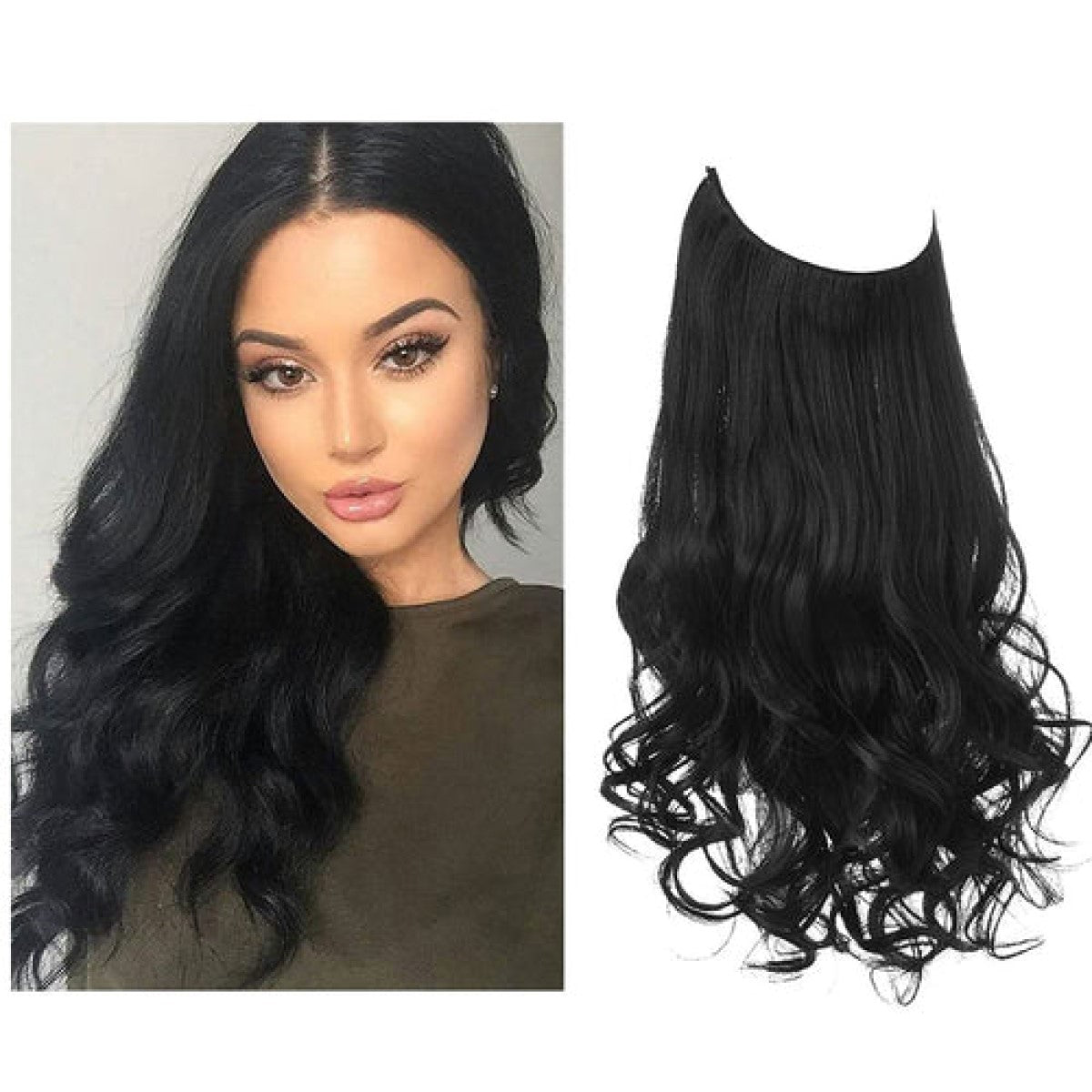 Jet Black Halo Hair Extensions