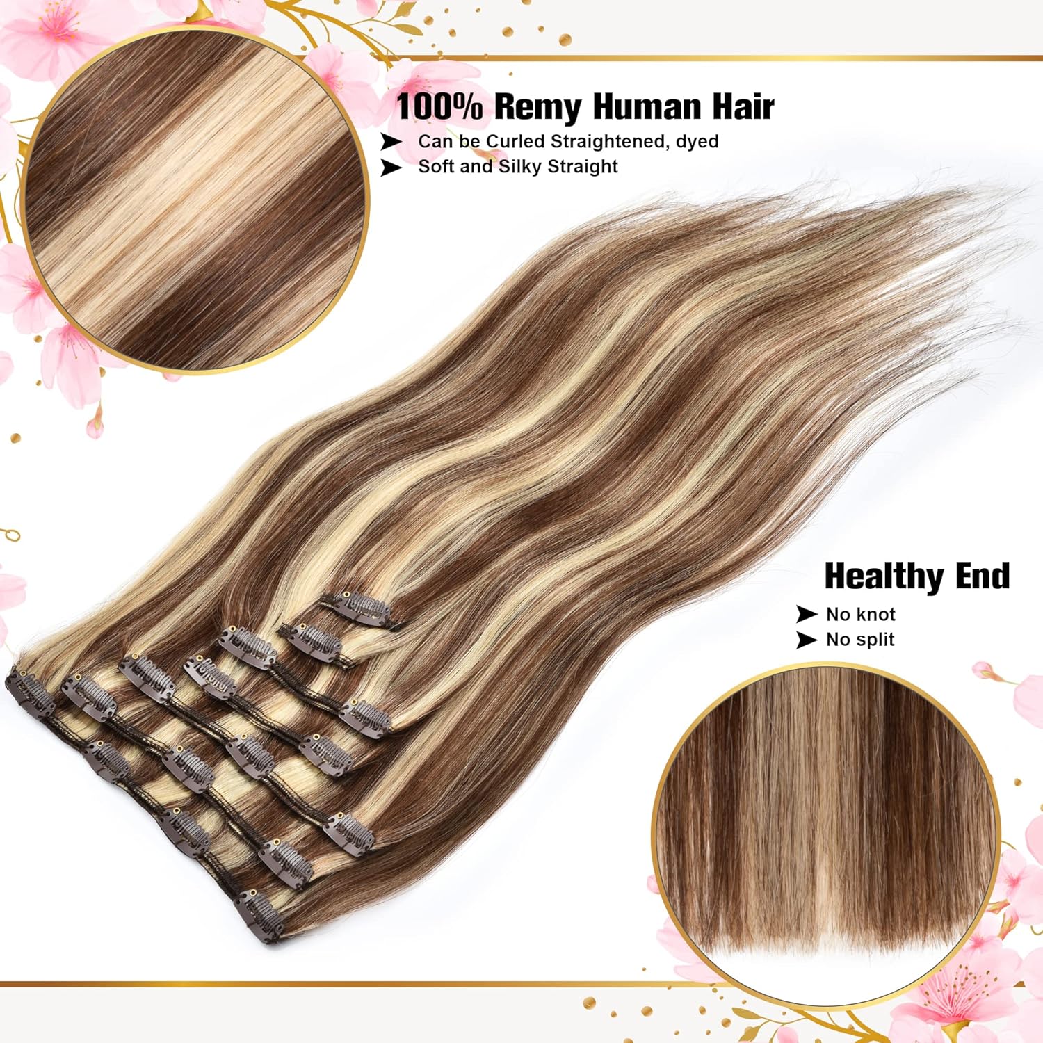 Light Brown with Blonde Clip-In Hair Extensions
