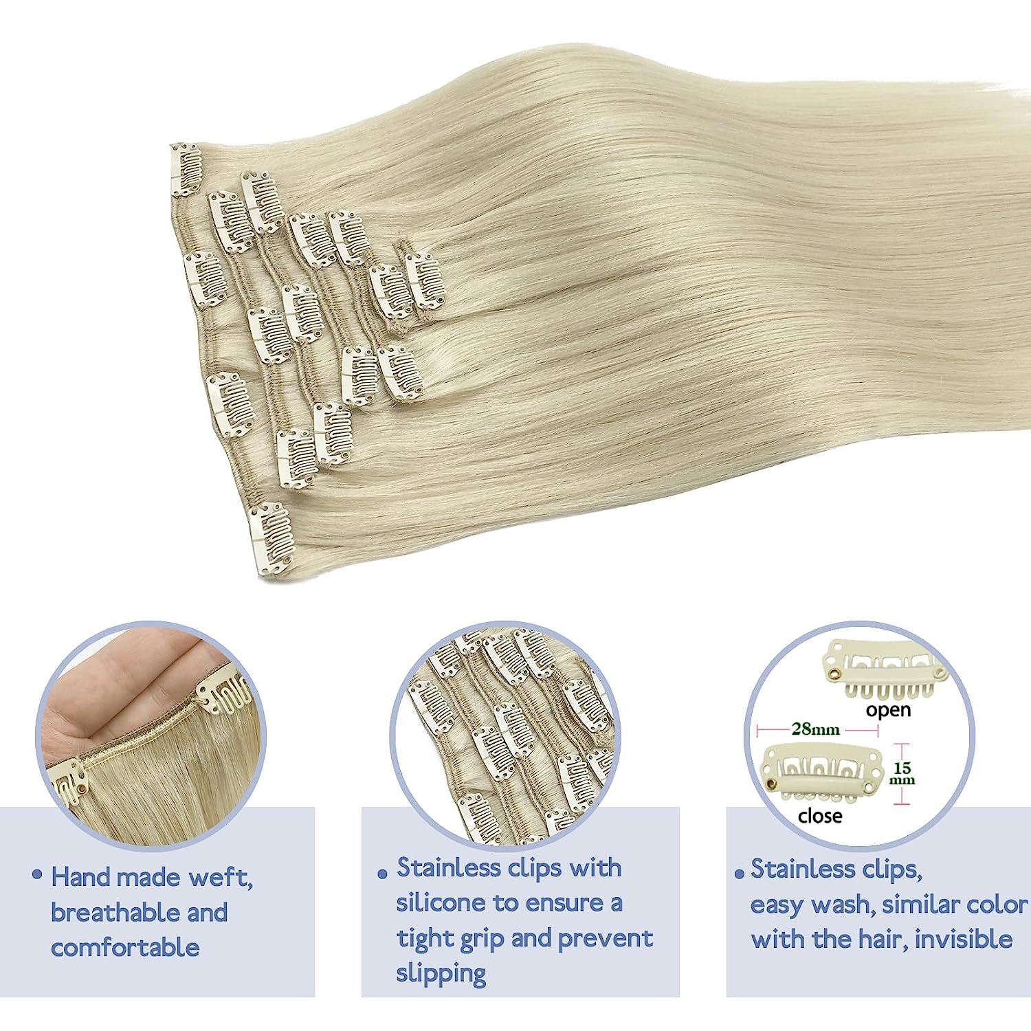 Platinum Blonde Clip-In Hair Extensions