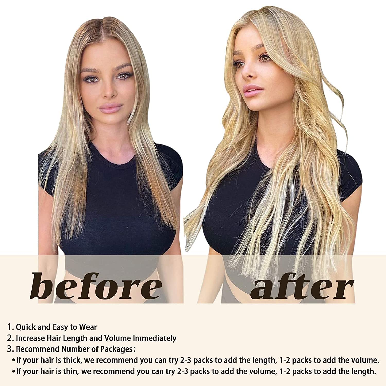 Light Brown/Golden Blonde Clip-In Hair Extensions