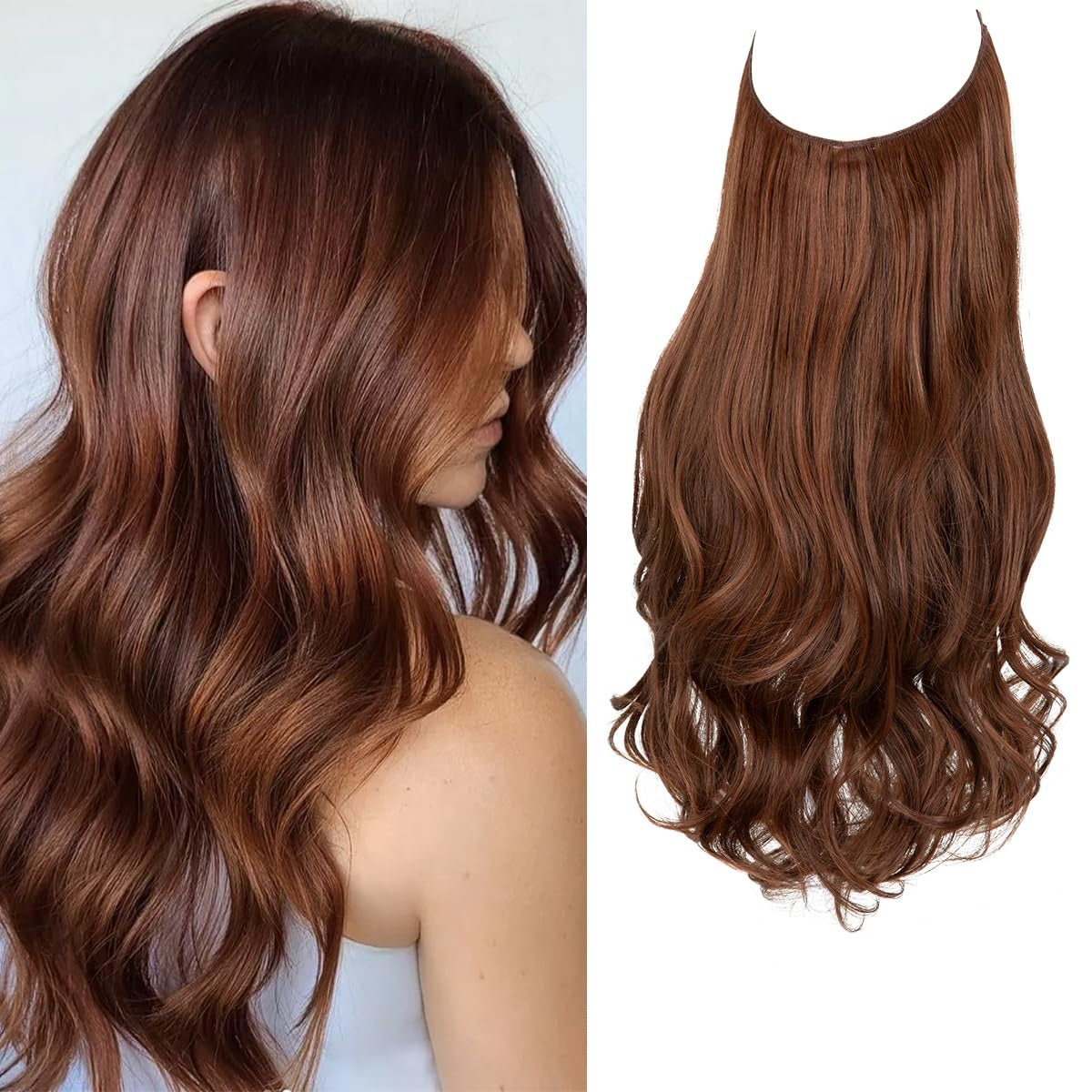 Dark Auburn Halo Hair Extensions
