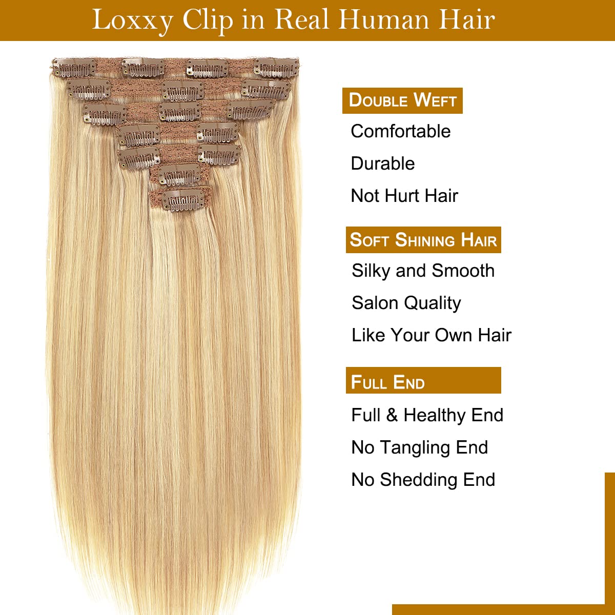 Light Golden Brown/Platinum Blonde Clip-In Hair Extensions