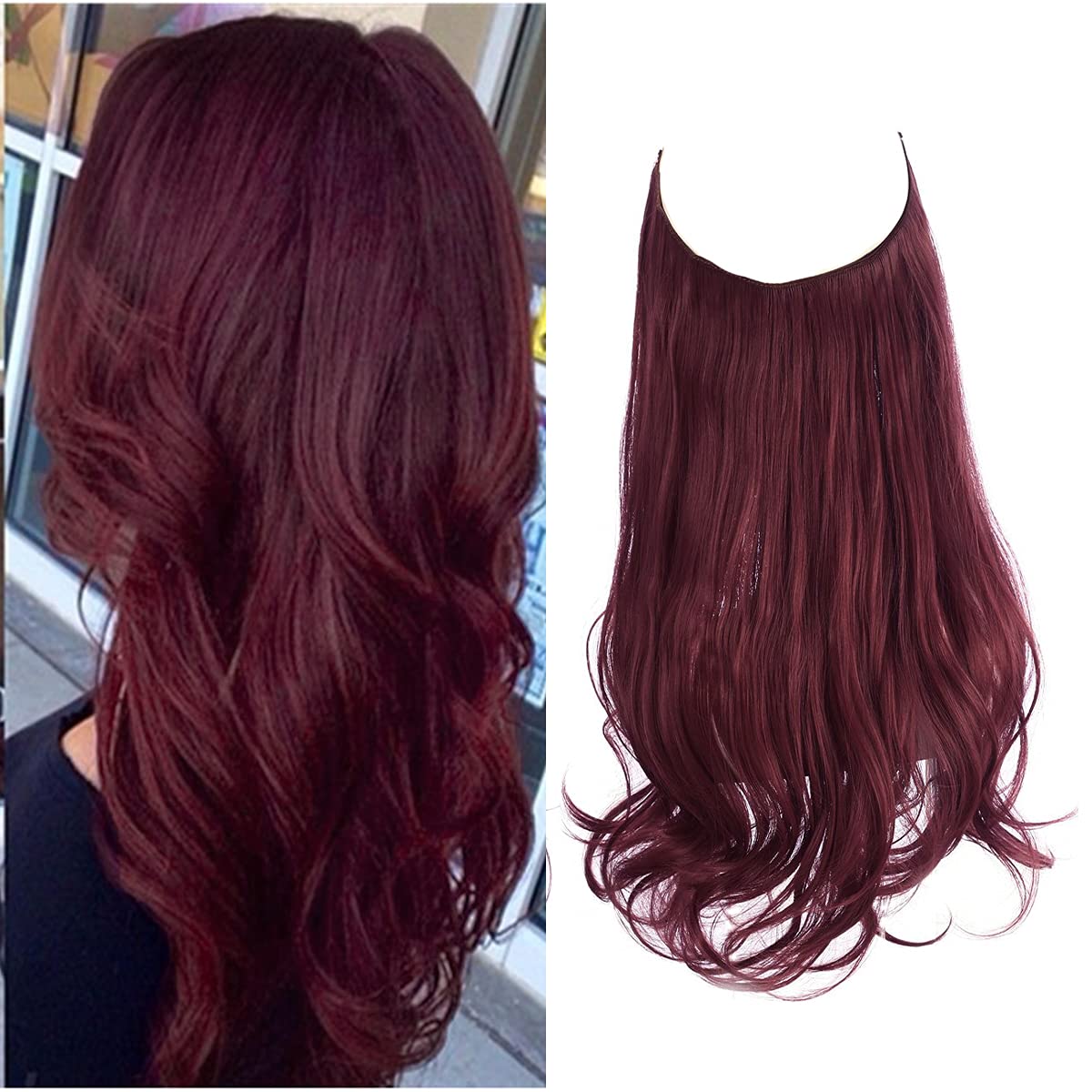 Wine Red Halo Hair Extensions