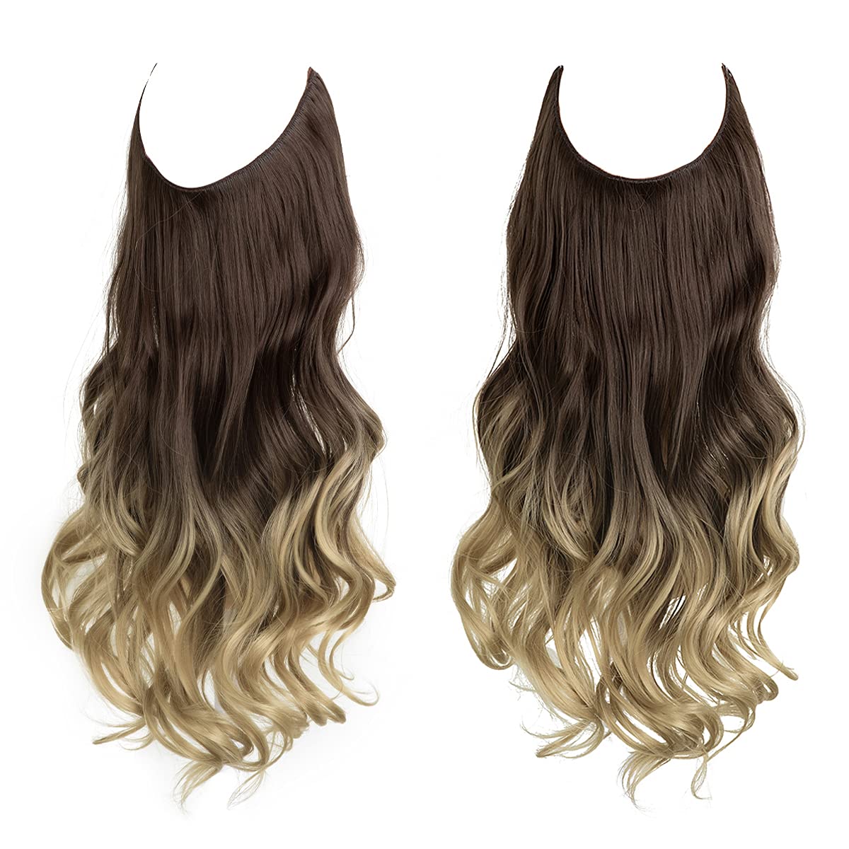 Dark Brown to Ash Blonde Halo Hair Extensions