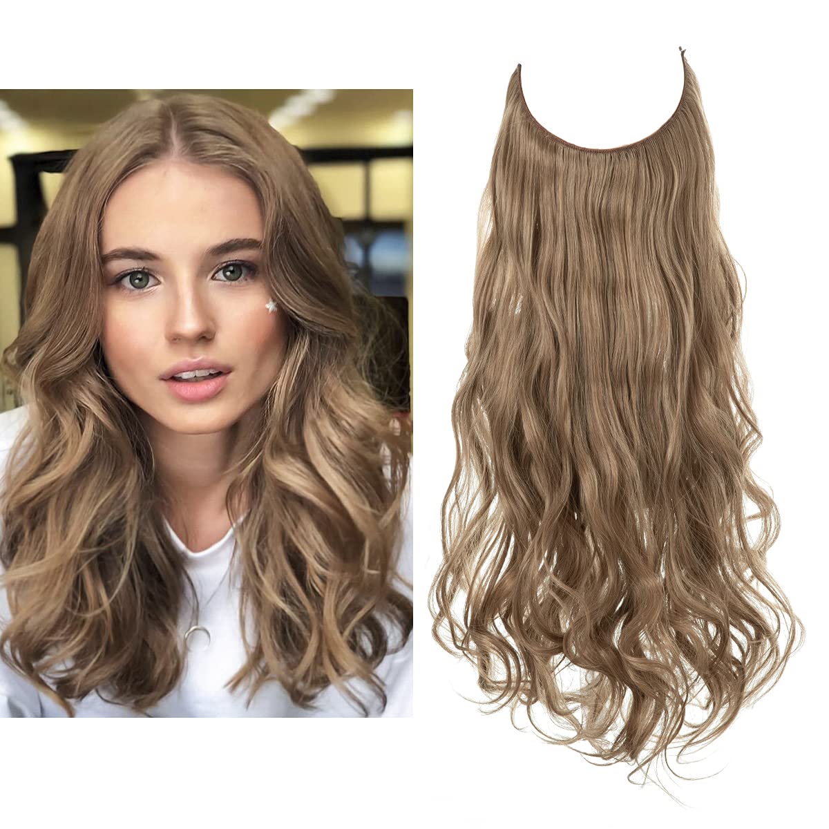 Brown Blonde Halo Hair Extensions
