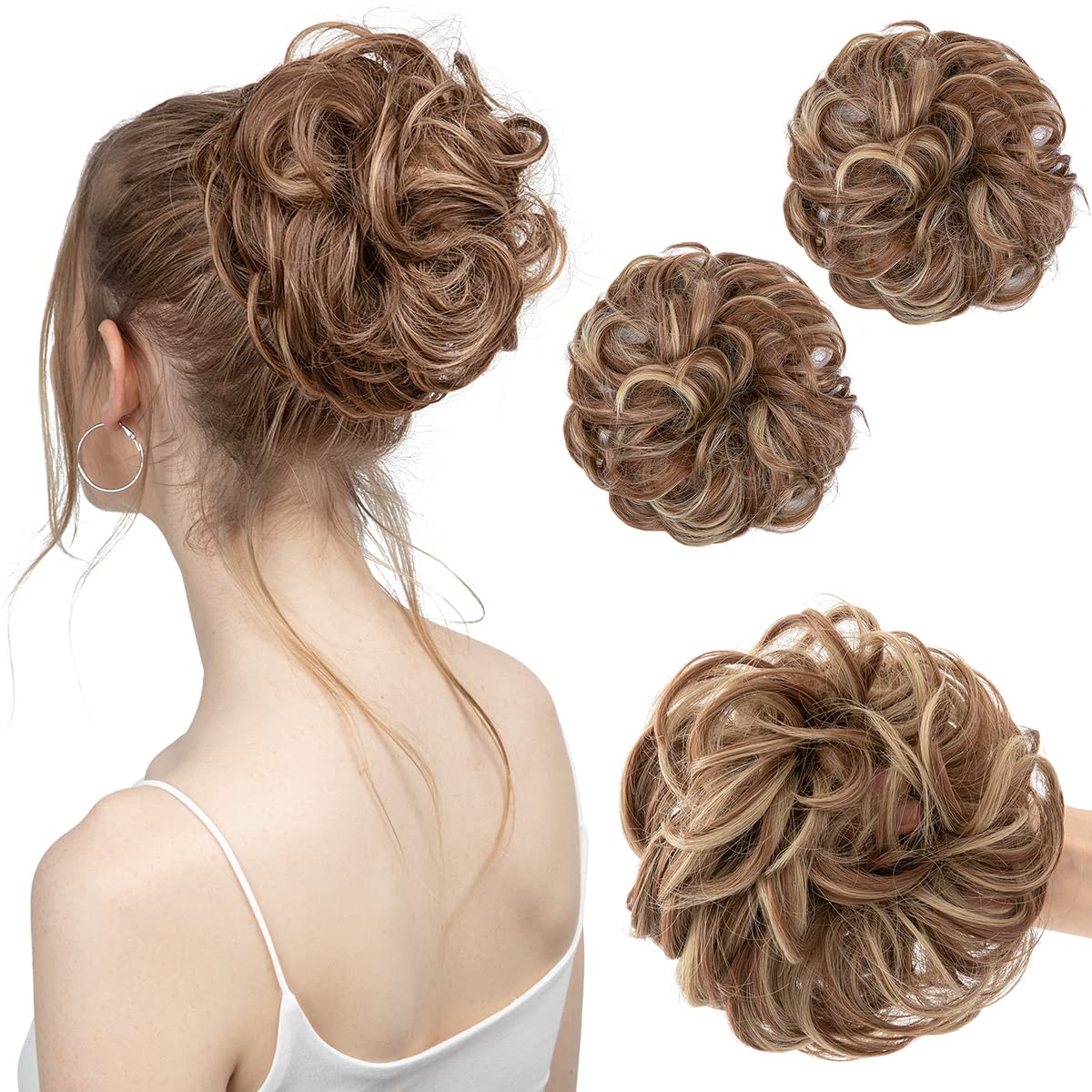 Golden Brown/Ash Blonde Hair Buns (2 Pieces)