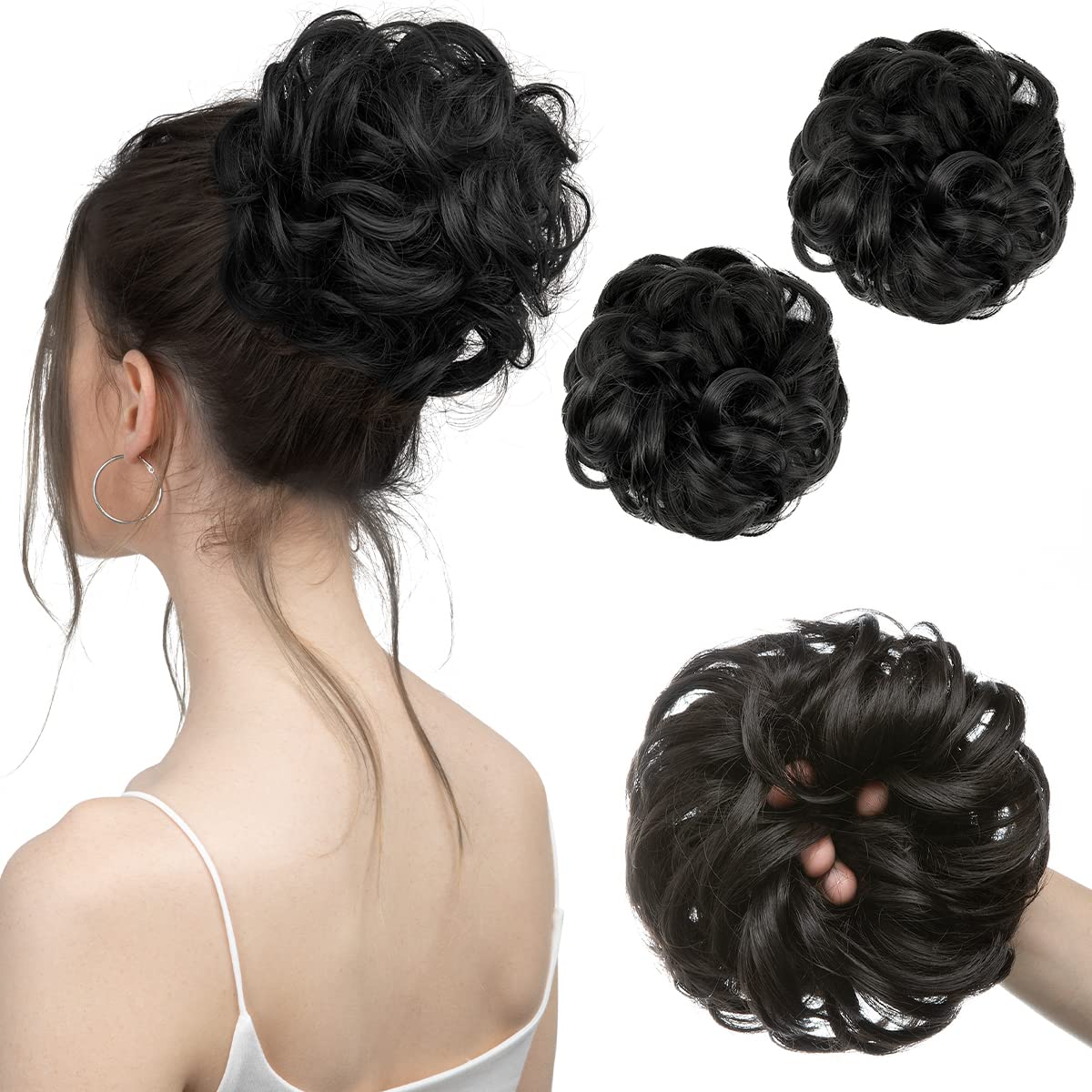 Off Black Hair Buns (2 Pieces)