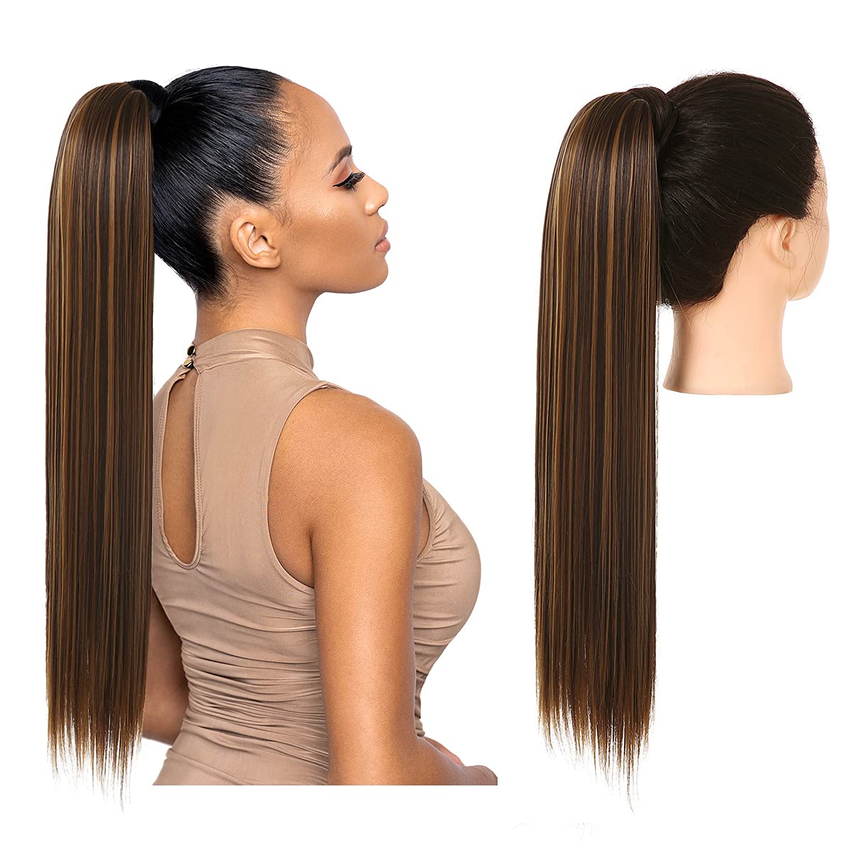 Dark Brown/Golden Ponytail Hair Extension