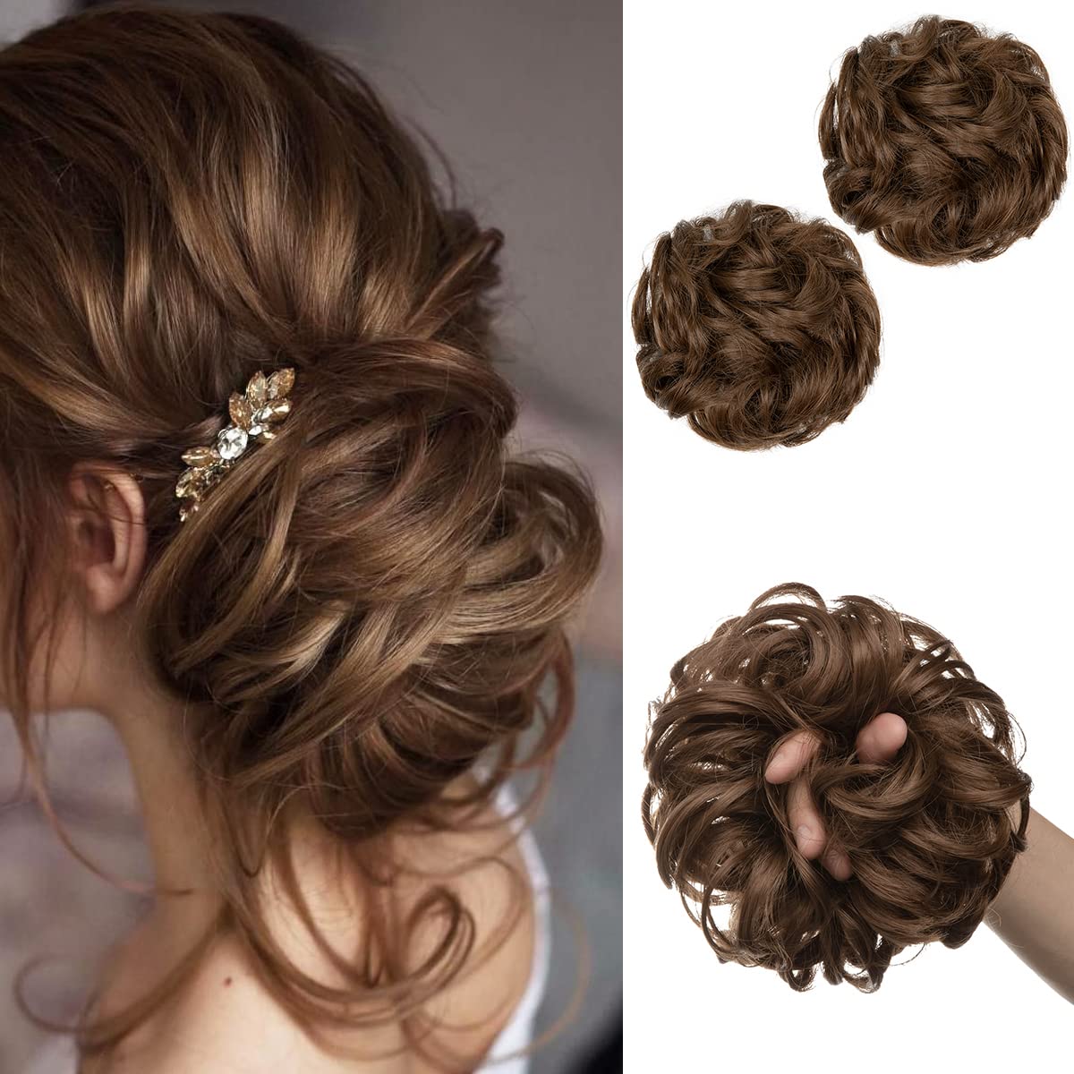 Ash Brown Hair Buns (2 Pieces)