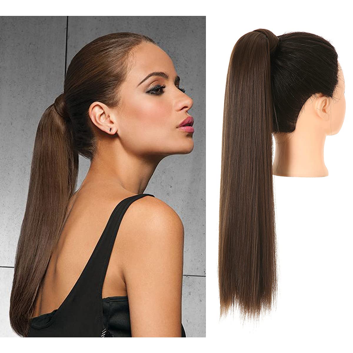 Medium Ash Brown Ponytail Hair Extension