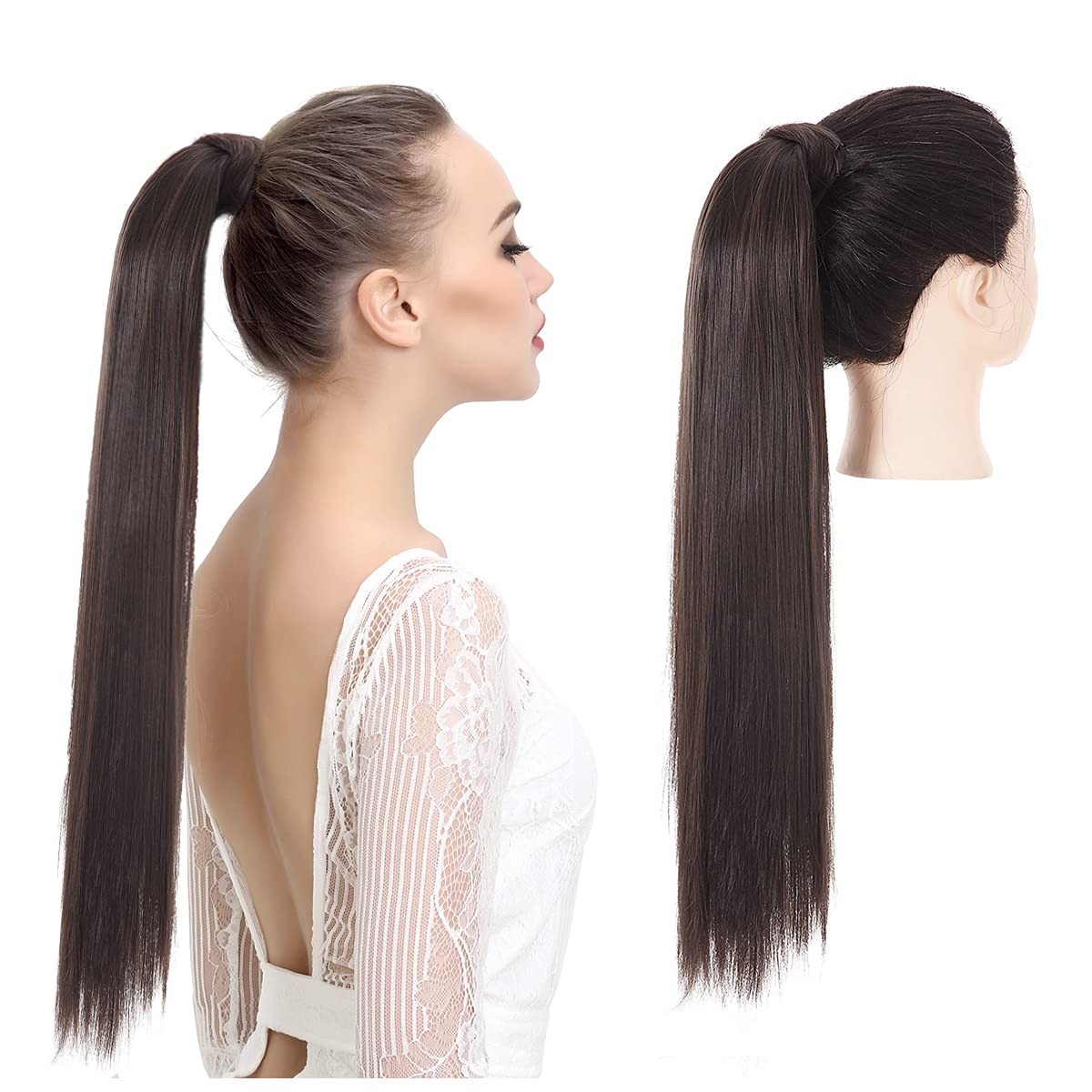Black Brown Ponytail Hair Extension
