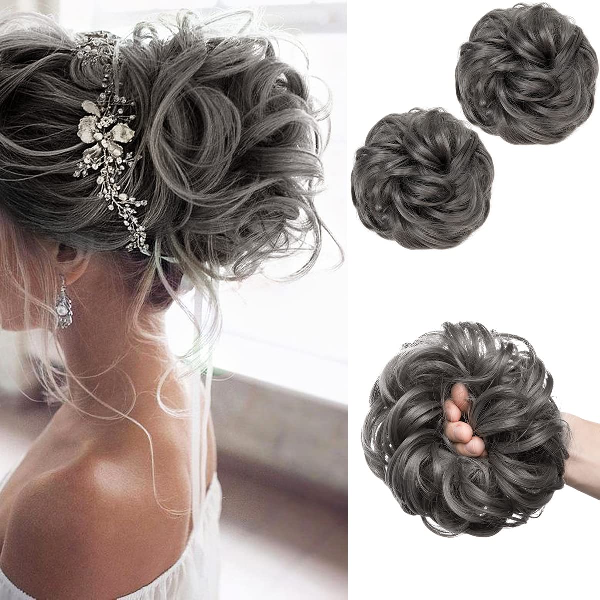 Dark Grey Hair Buns (2 Pieces)