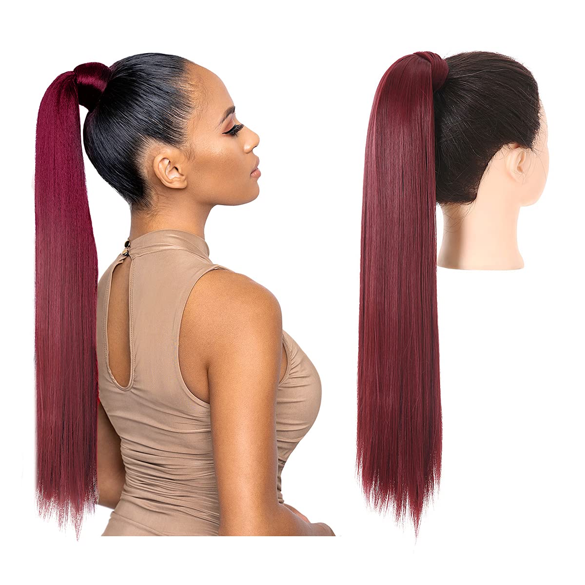 Wine Red Ponytail Extension