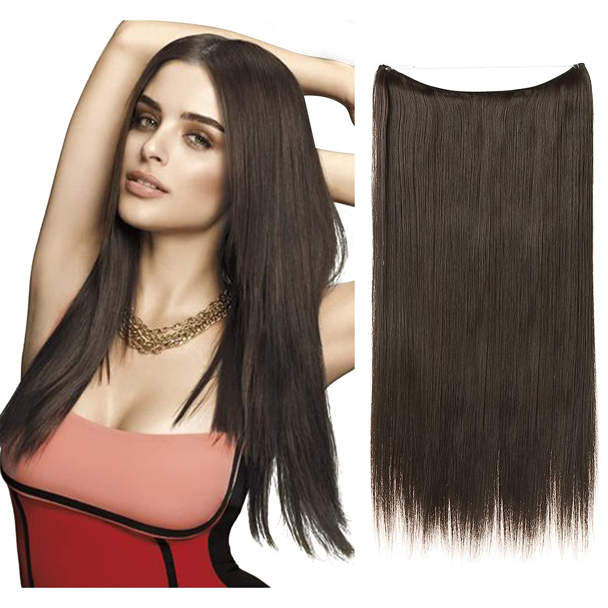 Dark Brown Straight Halo