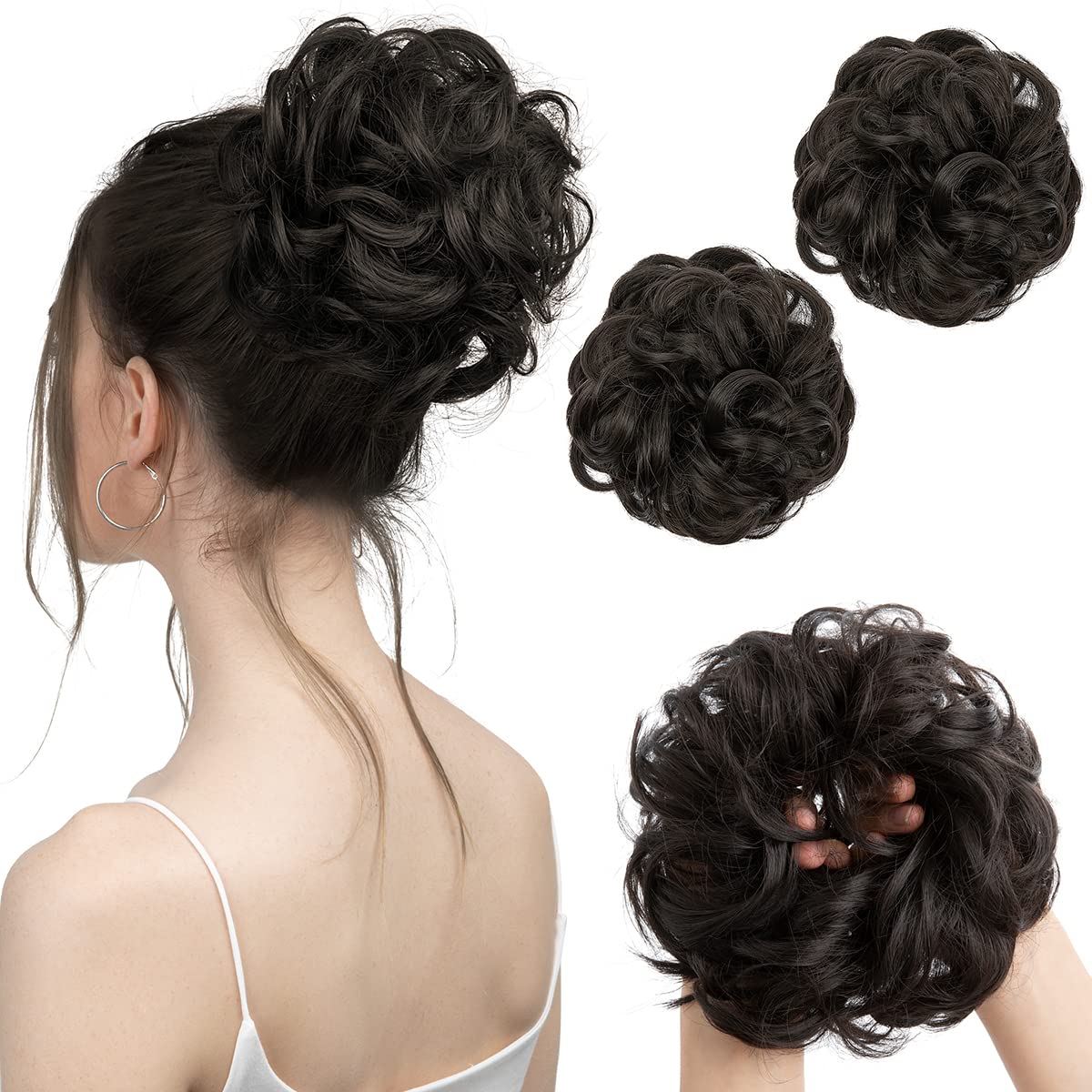 Black Brown Hair Buns (2 Pieces)