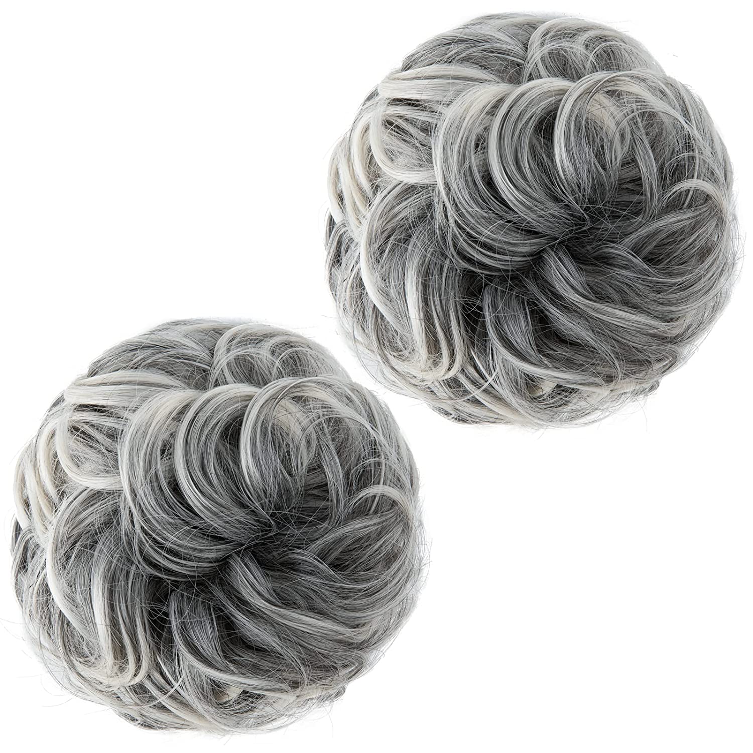 Gray and White Hair Buns (2 Pieces)