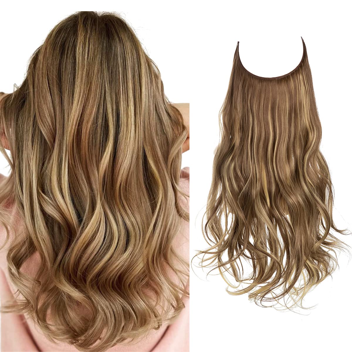 Gold Blonde/Ash Brown Halo Hair Extensions