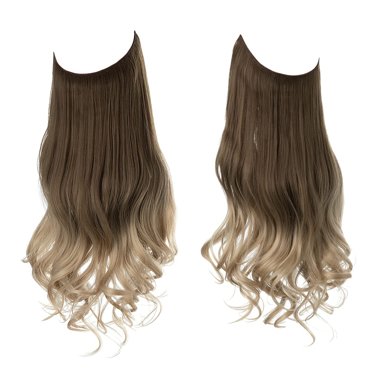 Brown to Ash Blonde Halo Hair Extensions