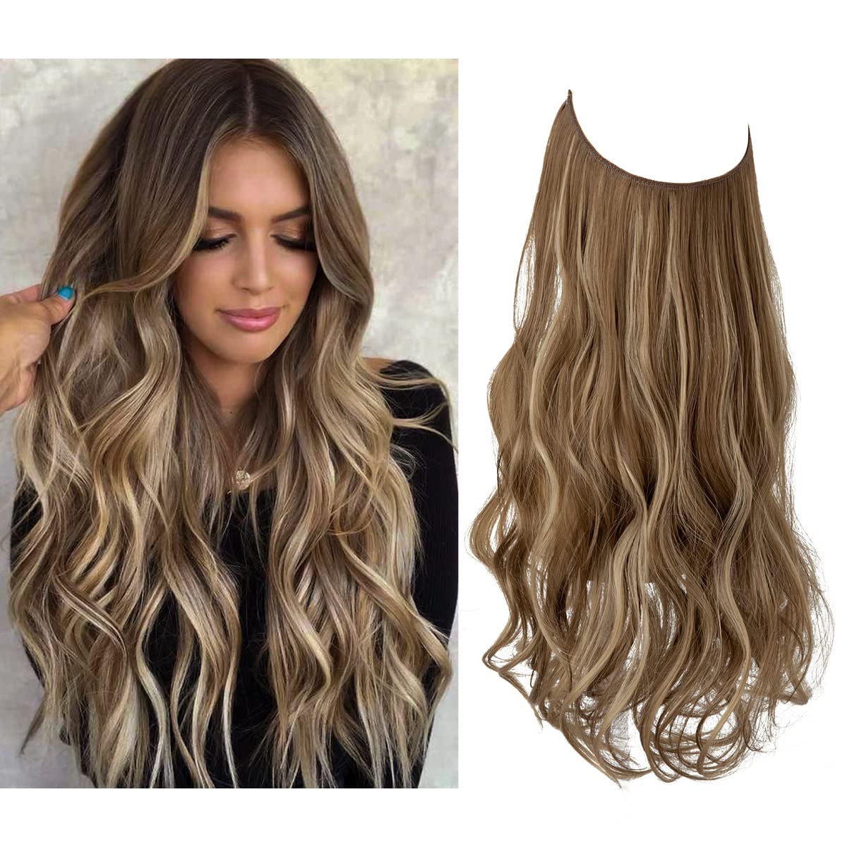Ash Medium Brown/Ash Blonde Halo Hair Extensions
