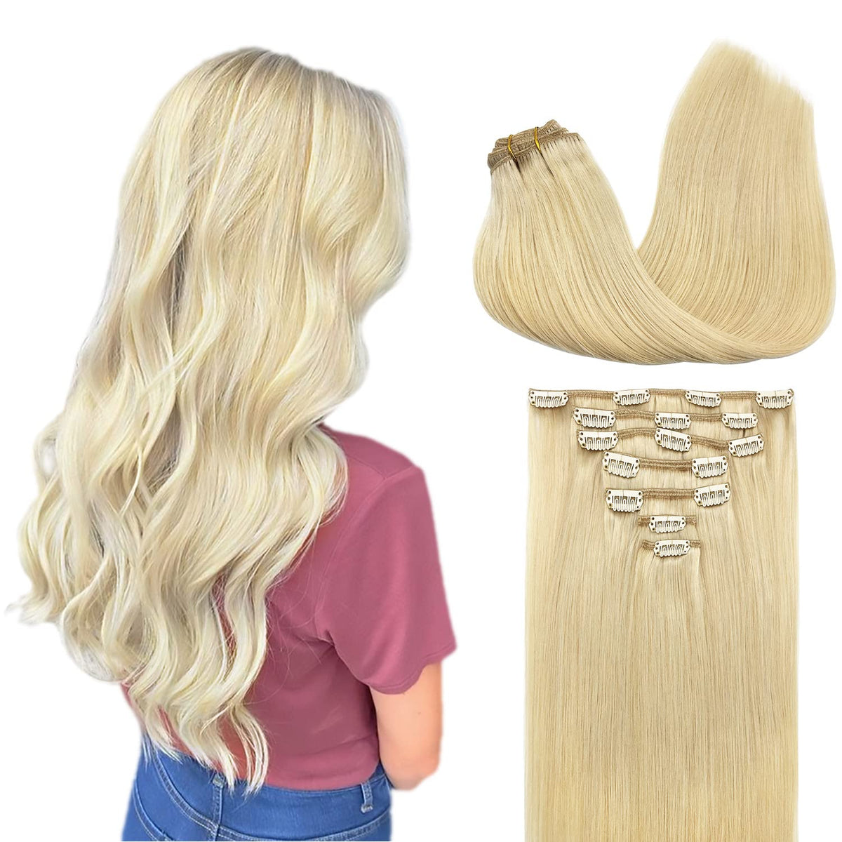 Beach Blonde Clip-In Human Hair Extensions