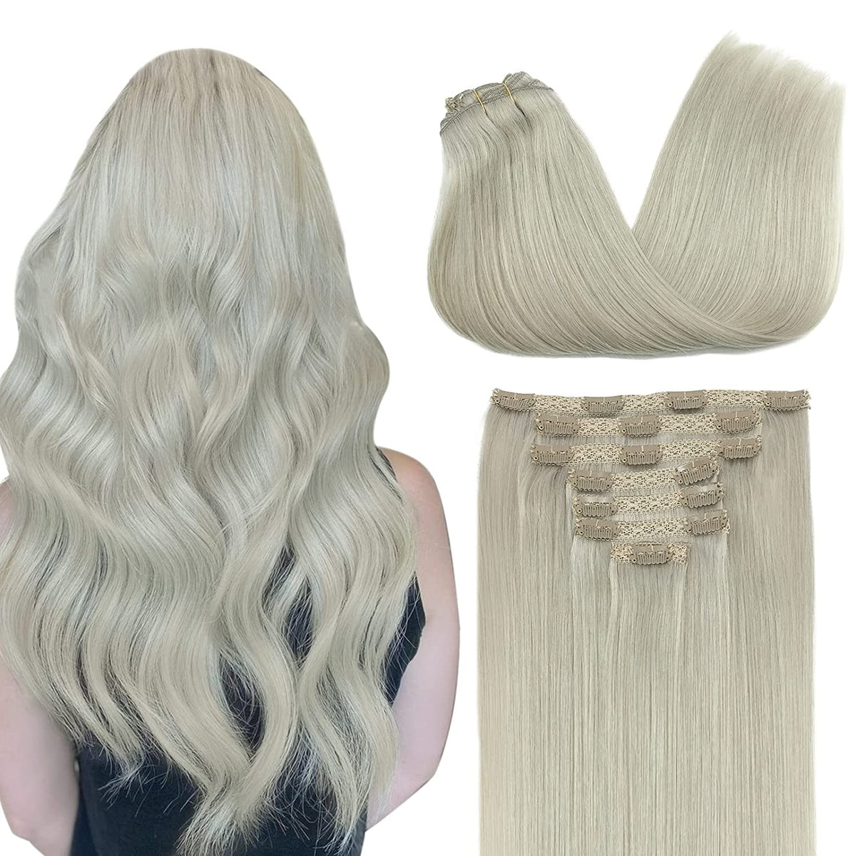 Grey Clip-In Human Hair Extensions