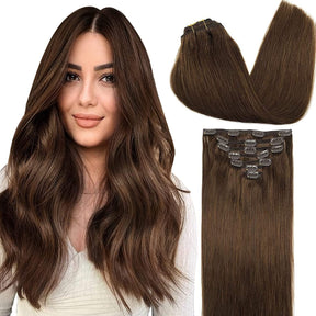 Chocolate Brown Clip-In Human Hair Extensions