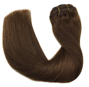 Chocolate Brown Clip-In Human Hair Extensions