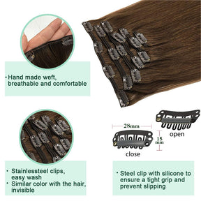 Chocolate Brown Clip-In Human Hair Extensions