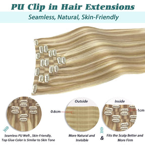 Ash Blonde/Beach Blonde Clip-In Human Hair Extensions