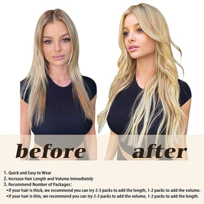 Light Brown/Golden Blonde Clip-In Human Hair Extensions