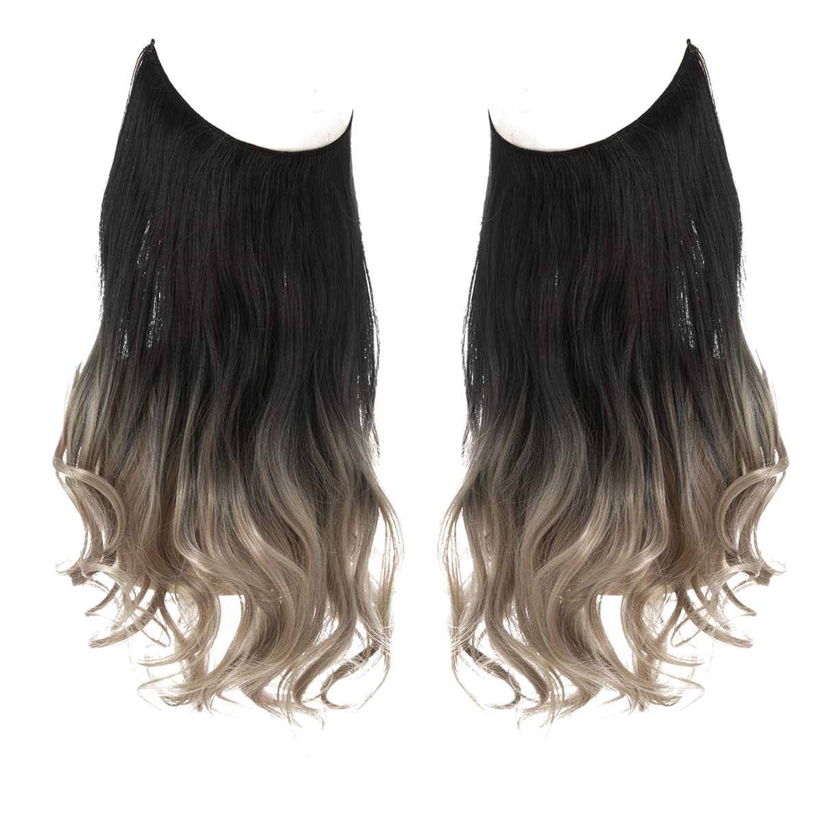Black to Ash Blonde Halo Hair Extensions