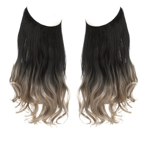Black to Ash Blonde Halo Hair Extensions