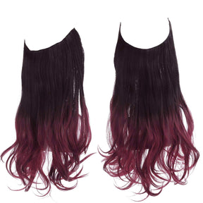 Black to Wine Red Halo Hair Extensions