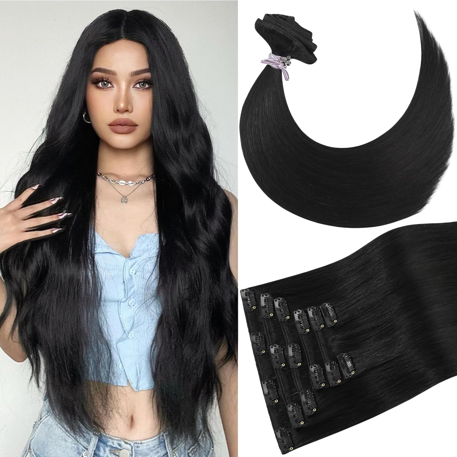Off Black Clip-In Hair Extensions