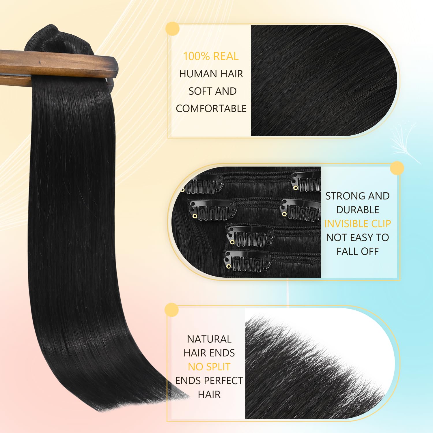 Off Black Clip-In Hair Extensions