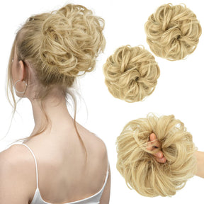 Natural Blonde Halo® Wavy Curly Messy Bun ( 2 piezas )