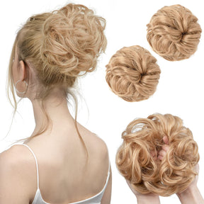 Light Peach Halo® Wavy Curly Messy Bun (2 Stück)