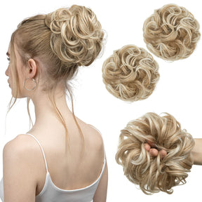 Golden Wheat Halo® Wavy Curly Messy Bun (2 Stück)