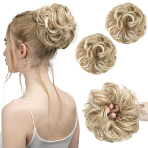 Dirty Blonde Halo® Wavy Curly Messy Bun ( 2 piezas )