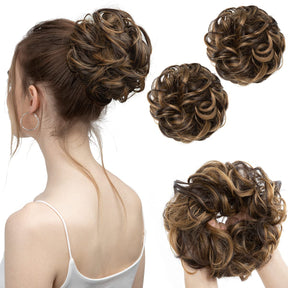 Dark Brown/Golden Hair Buns (2 Pieces)